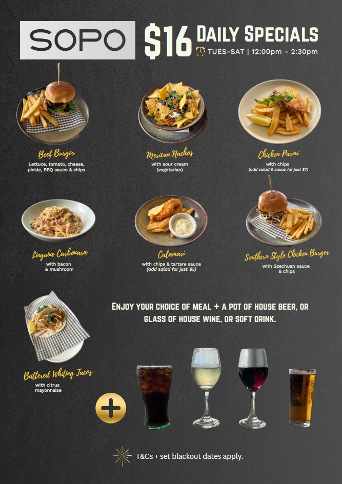 SOPO Daily Specials lunch menu